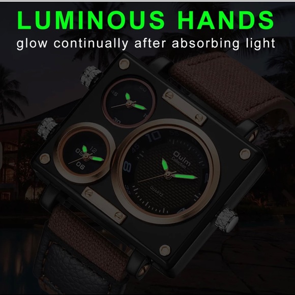 OULM MILITARY STYLE 3 TIME ZONE QUARTZ WATCH - Picture 8 of 9